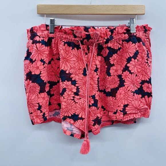 Isabel Maternity by Ingrid & Isabel Small Drapey Knit Shorts in Pink Floral 443 - Picture 1 of 8